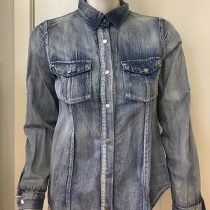 Ombré Wash Denim Shirt Size Small